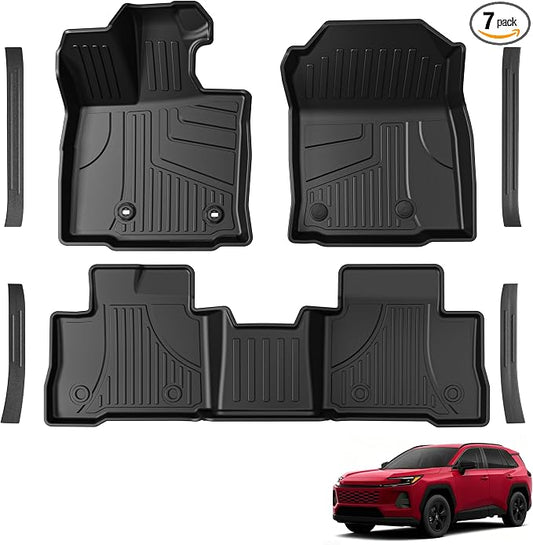 Floor Mats for Toyota RAV4 2026, Not for PHEV, 1st & 2nd Row Floor Liners | Door Sills Protector. Custom Fit. All-weather Protection. Waterproof. Easy to Clean. Washable. Durable. Heavy Duty