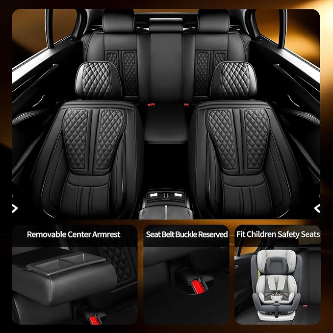 Fit CRV Car Seat Covers Compatible with Honda CRV 2013-2022 2023 2024 2025 2026.Full Coverage Waterproof Leather,All-Weather Seat Cushion Protector-Easy Installation(Full Set 5 Seats, Black)