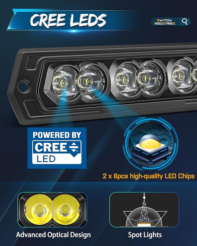 Flush Mount Pod Lights 7 Inch, SWATOW INDUSTRIES 60W CREE LED Light Bar 7" Flush Mount Reverse Lights Offroad Light Spot LED Pods Backup Light for Truck Pickup SUV UTV ATV Side by Side