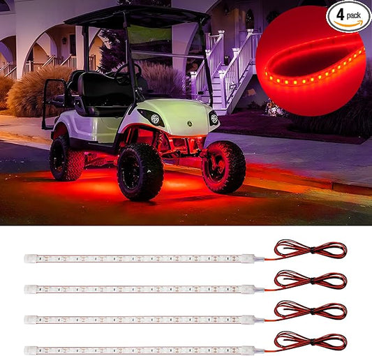 DUOFU365 Car Led Strip Lights, Golf Cart Lights, 12V LED Strip Light for Truck Car Motorcycle Boat Marine RV Golf Cart Truck Trailer Cargo Home Led Strip Red,12inch(Pack of 4)