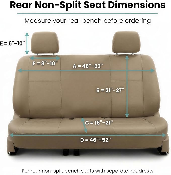 FH Group Classic PU Leather Split Bench Car Seat Cover – Universal Fit for Cars Trucks & SUVs (Solid Beige)