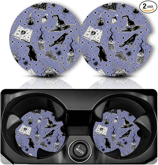 Yonlevres Car Coasters for Cup Holders，2.75" Anti Slip Rubber Mat with A Finger Notch, 2 Pack Car Cup Holder Coasters for Car Interior Accessories for Women Men Magic