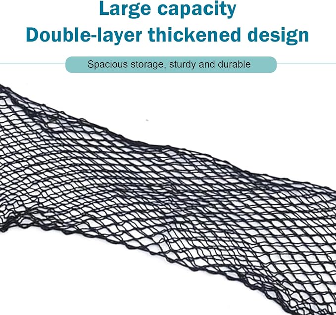 Cargo Net Stretchable, Dual-Layer Nylon Trunk Storage Net with Hook, 35.43inch x15.75 Inch Adjustable Elastic Organizer Net, Suitable For Cars, Sedans, SUVs and Trucks (Black)