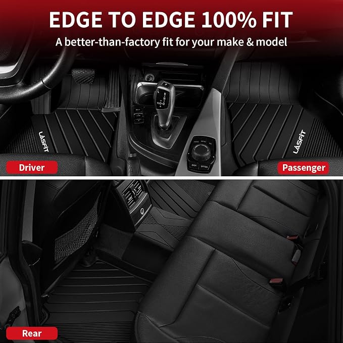 LASFIT Floor Mats & Cargo Mat for 2023 2024 2025 2026 BMW X1 xDrive28i M35i xDrive, Custom Fit TPE All Weather Waterproof Floor Liners Full Set Car Liners, Black