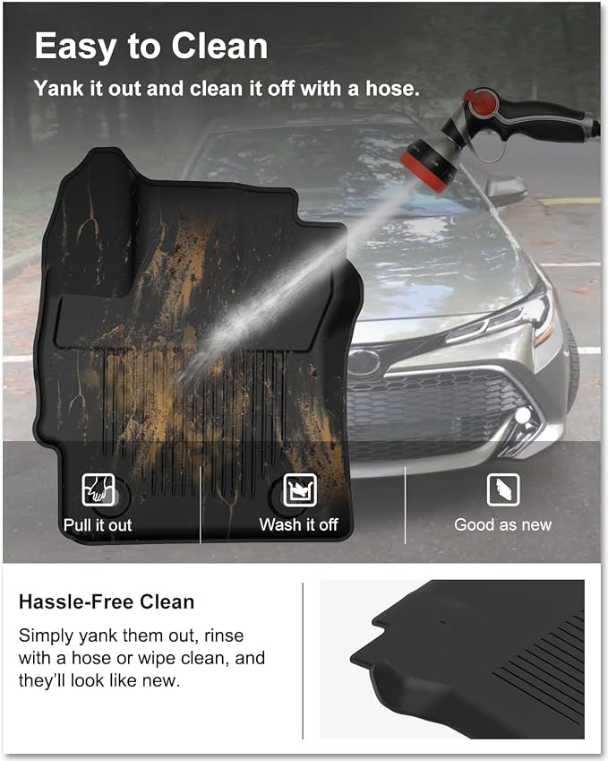 Kiwi Master Floor Mats for 2020-2026 Toyota Corolla Sedan/Hatchback | OEM Replacement PT908-12190-02, Custom Fit All Weather Car Mats, Heavy Duty TPE Floor Liners, Front & Rear 2 Row Set, Black