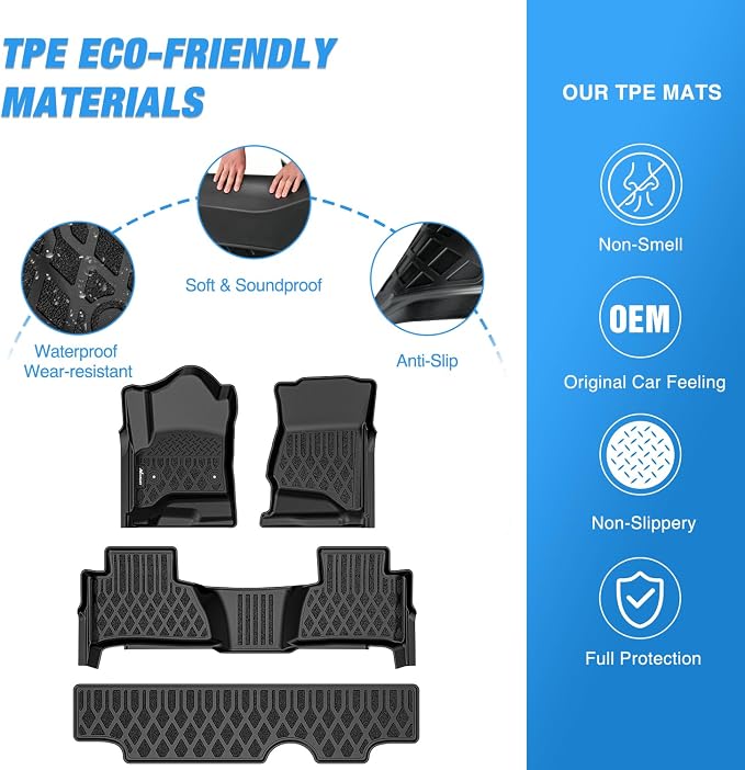 Nilight TPE Floor Mats for Chevy Tahoe GMC Yukon 2015 2016 2017 2018 2019 2020 (Not for XL) All Weather Custom Fit Heavy Duty Floor Liners