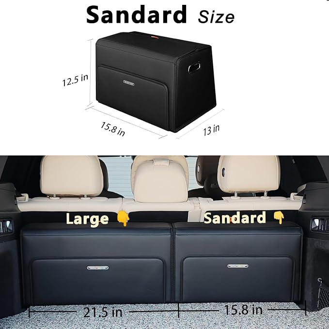 GMQ Double-layer Trunk Organizers for Car,Double Door Car Organizers and Storage Shoes for SUV,Magnetic Lid with Collapsible Storage, Large Capacity for SUV, Truck, MPV (Black, M-15.8×13×12.5 IN)