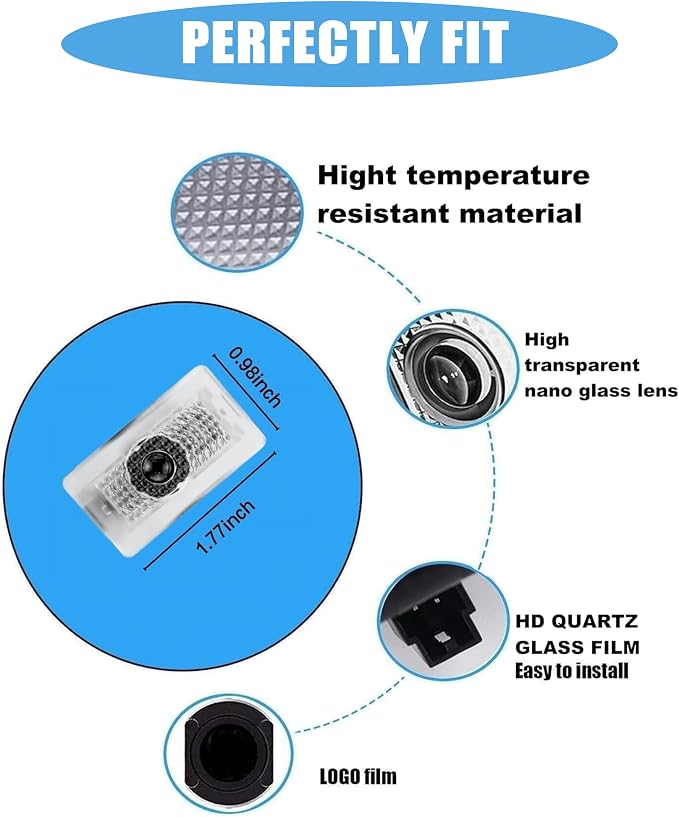 Never Fade Door Light Logo,HD Door Light Logo Welcome Lights Lamp Door Light Puddle Lights Kit Compatible with Accessories (2Pcs)