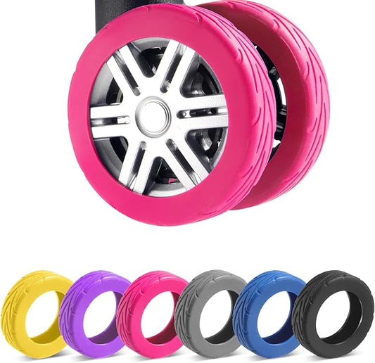 8Pcs Upgrade Luggage Wheel Covers, Travel Accessories (Hot Pink) | Wear-resistant & anti-noise silicone covers. Fits 2-2.4" wheels. Protects suitcase wheels. Travel essential for suitcases