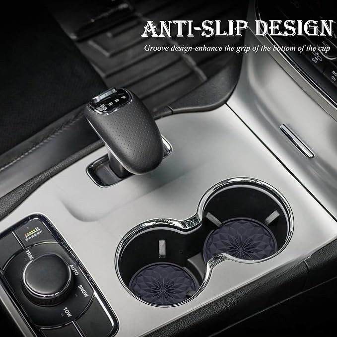 2 Pack Silicone Car Cup Holder Coaster – 2.75 Inch Non-Slip Drink Mat, Universal Fit for Most Vehicles – Cute & Functional Auto Accessories (Black)
