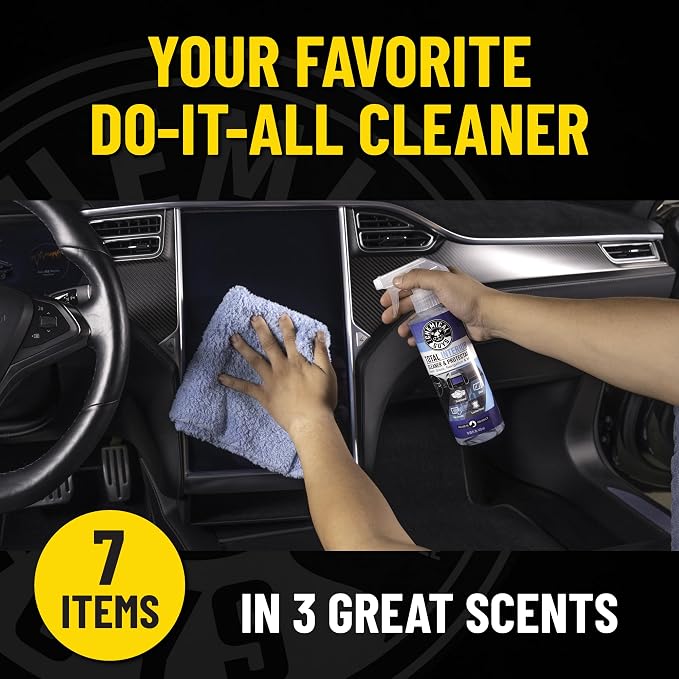 Chemical Guys Total Interior Cleaner Variety Kit With Storage Bag | 3 Scents, Fresh, New Car, & Black Cherry Scents, 3 Microfiber Towels, & Giftable Car Care Bag