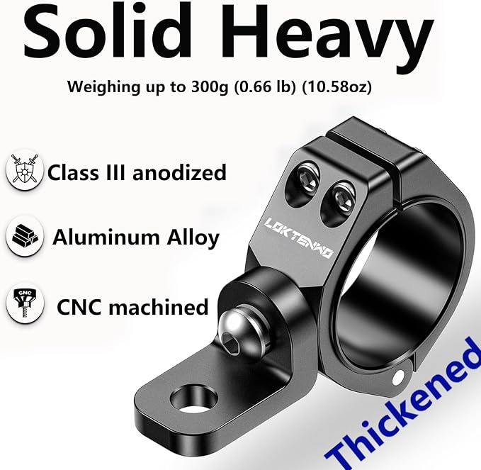 LOKTENWO 1PCS LED Light Bar Mounts UTV Whip Light Mount Clamp | Solid Heavy Whip Flag Mounting Bracket 360°Rotation Adjustable Fit on 1.5"/1.75"/1.85"/2"/2.1" Roll Cage