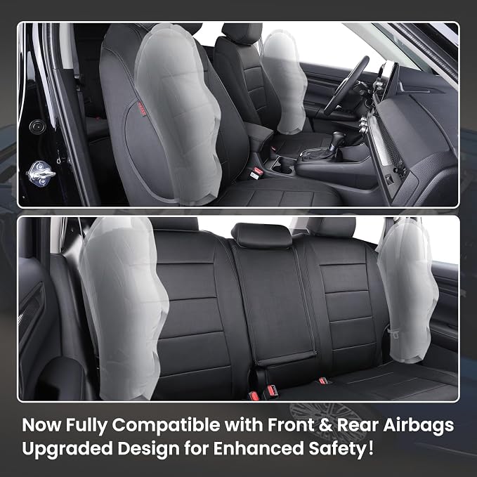 EKR Car Seat Covers for Honda CRV 2023-2026 Neoprene Full Set | Custom Fit for Honda CRV 2023 2024 2025 2026 Easy-Wipe Protection,Waterproof Pet-resistant,Neoprene(Black)
