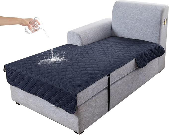 Genina L Shape Couch Cover, Sectional Couch Chaise Covers, Waterproof Washable Sofa Covers for Left L Shape Chaise Lounge, Anti-Slip Sofa Slipcovers for Dogs Cats Pet Friendly(Navy Blue)