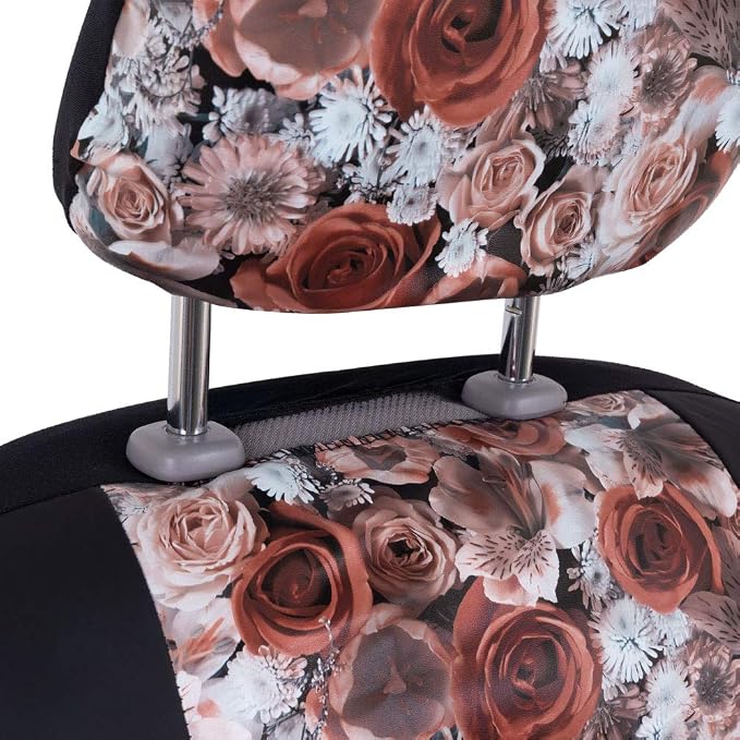 BDKdusty rose Floral Faux Leather Car Seat Covers for Front Seats, 2 Pack – Flower Pattern Front Seat Cover Set, Sideless Design for Easy Installation, Fits Most Car Truck Van and SUV