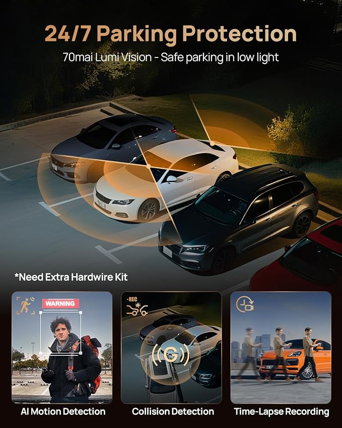 70mai 4K T800 3 Channel Dash Cam, Dash Cam Front and Rear Inside(2160P+2160P+1080P), STARVIS 2 IMX678, HDR Night Vision, Dash Camera for Cars with 512GB Card, WiFi 6, 4G LTE, ADAS, 24H Parking Mode