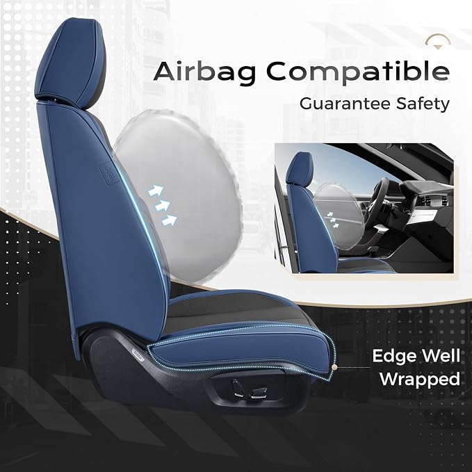 Coverado Car Seat Covers, Seat Covers for Cars, Waterproof Leather Auto Seat Protectors, Leather Car Seat Cushion, Car Interiors Accessories Universal Fit for Most Cars
