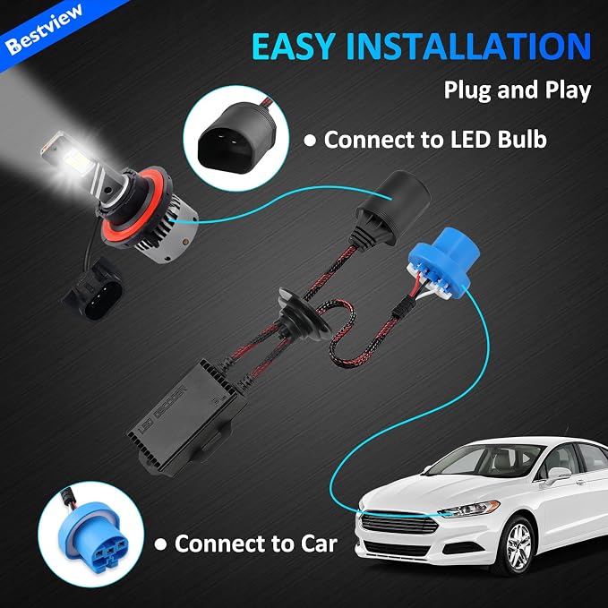2PCS 9007/HB5 LED Light Canbus Decoder: Anti Flicker Harness, Resistor Decoders Error Free, LED Warning Canceller Resistor Adapter, 9007 Canbus Decoder Upgrade with Waterproof Rubber Ring