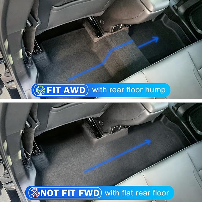 KUST Floor Mats for 2021-2026 Chevy Trailblazer Accessories (AWD Only) | Rear Cargo Trunk Mat (Cargo Deck in Upper Position), Front Rear Car Mats All Weather Protection, TPE Rubber, Raised Edge