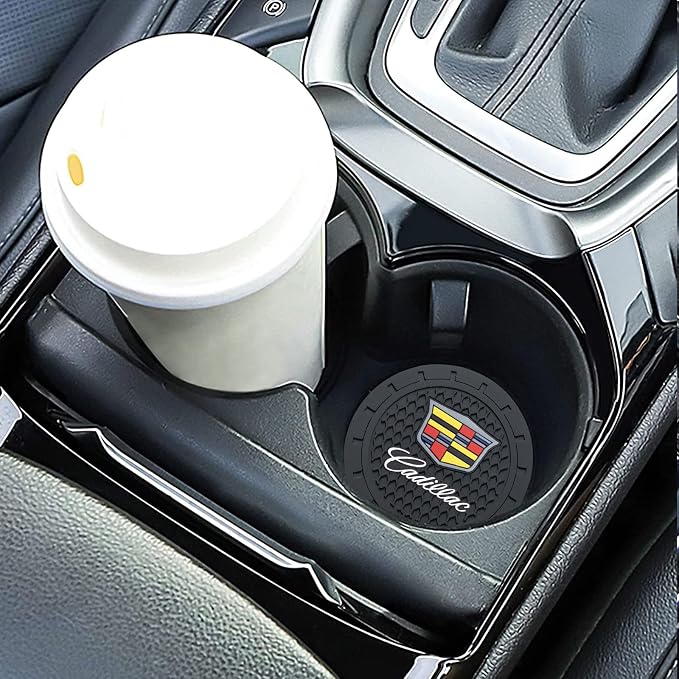 Car Cup Holder Coaster for Cadillac Recessed Silicone Cup Holder Coaster Interior Accessories 2.75in 2Pieces Black