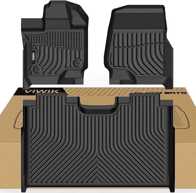 VIWIK TPE Floor Mats Full Set for 2015-2025 2026 Ford F-150 SuperCrew & 2022-2026 F 150 Lightning Without Under-Seat Fold Flat Storage | Custom Fit All-Weather Anti-Slip Car Liners