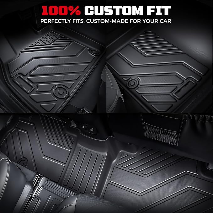 TPE Floor Mats Set for Kia Telluride 2025 2024 2023 2022 2021 2020, All Weather TPE Custom Fit Floor Liners & Cargo Liner & Backrest Mats (Fit 7/8 Seats)