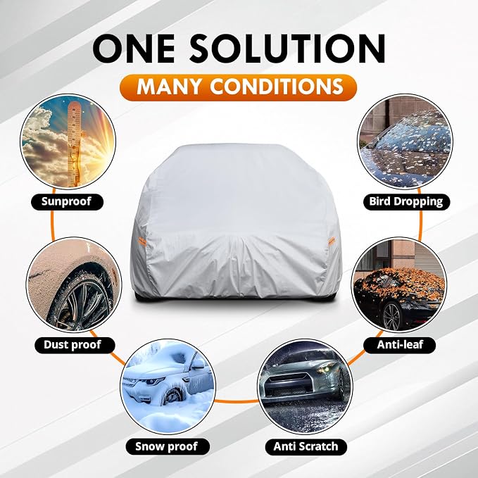 Sports Car Cover Waterproof All Weather, 6 Layer Coupe Cover Heavy Duty Universal Fit for Porsche 911/718 Cayman Boxster, Toyota Supra Celica, Corvette C4 C5 C6 C7, Dodge Viper, Jaguar F-Type