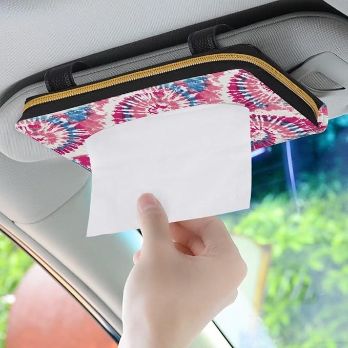 Visor Automotive Tissue Holder Tie Dye Pattern Car Sun Visor Tissue Box for Back Seat Car Interior Accessories