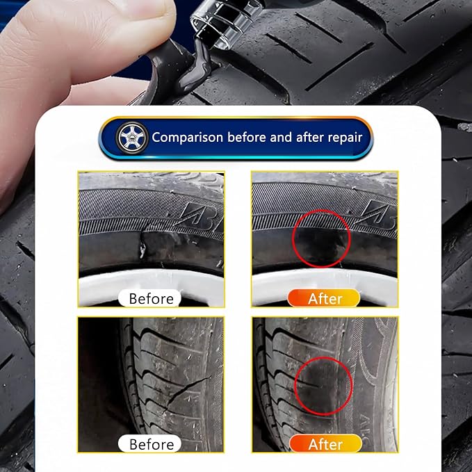 Tire Repair Kit with Tire Plugs Screw Type, Tire Glue,Tire Plug Kit,Heavy-Duty Burst-Proof tire Puncture Repair Set, Quick Patch, Suitable for Car, Truck, Motorcycle, SUV, ATV, Tractor