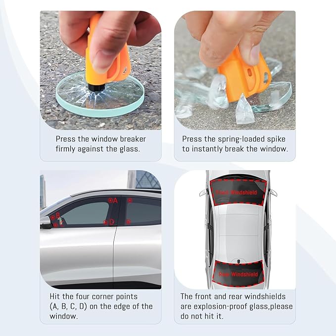 16Pcs Car Window Breaker Seatbelt Cutter Keychain, 3 in 1 Emergency Escape Tool | Glass Breaker and Seatblt Cutter for Car