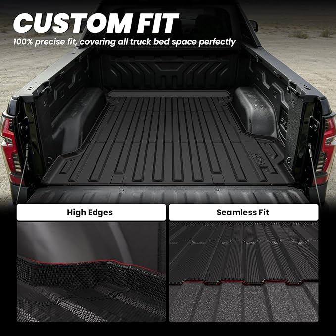LASFIT Truck Bed Mat for Chevrolet Chevy Silverado EV/GMC Sierra EV 2024-2026 5.9FT Only (Fit with Multi-Flex Midgate, Not Fit Without Multi-Flex Midgate) All Weather TPE Custom Fit Bed Liner