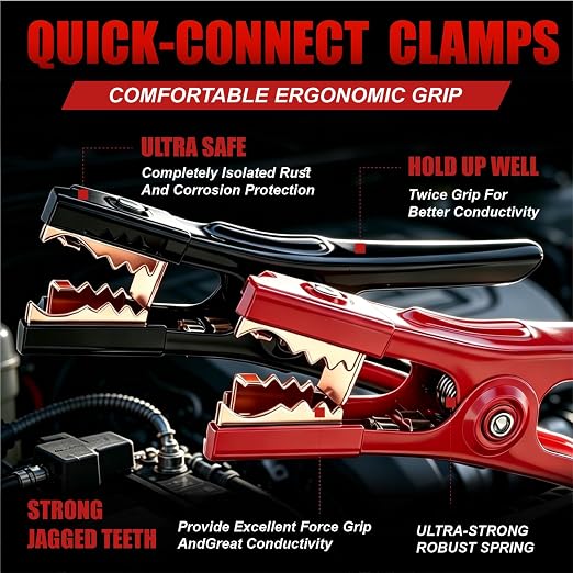 Heavy Duty Jumper Cables,4 Gauge 25 Feet Battery Booster Cable,Automotive Wires with Alligator Clamps,Carrying Bag,Safety Gloves and Iron Brush for Cars Trucks