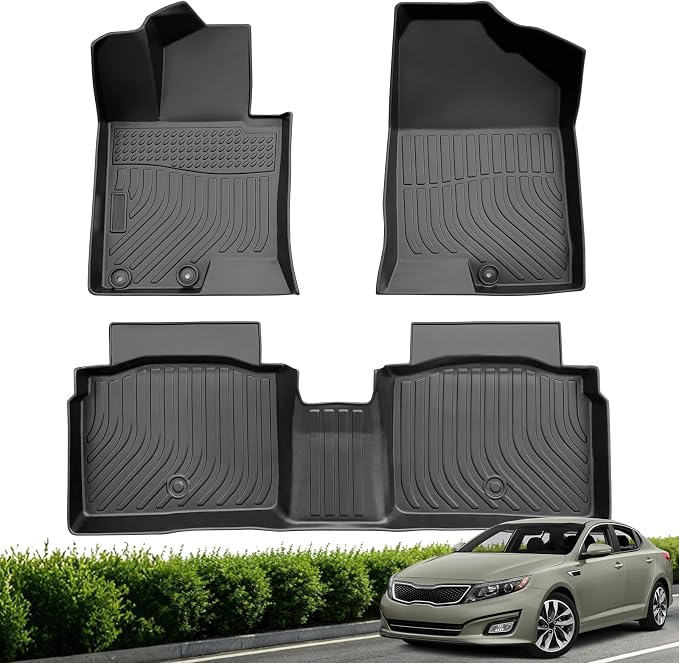 Floor Mats for Kia Optima 2011-2015, Custom Fit TPE Liners | All Weather Floor Liners Fit Kia Optima 2015 2014 2013 2012 2011 Heavy Duty Car Mats 1st & 2nd Mat Odorless Non-Slip Black