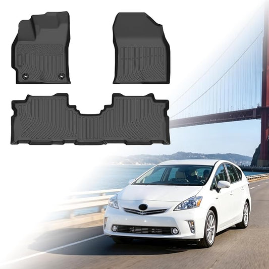 Floor Mats for Toyota Prius V 2012 2013 2014 2015 2016 2017 | Prius V Floor Mats, 1st & 2nd Row TPE Non-Slip Waterproof Summer Winter