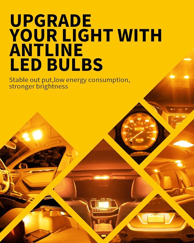Antline DE3175 DE3021 DE3022 3175 31MM 1.22”LED Bulb Amber Yellow, Super Bright Canbus Error Free 12 Volt Replacements for Interior Dome Map Vanity Mirror Sun Visor Lights (Pack of 10)
