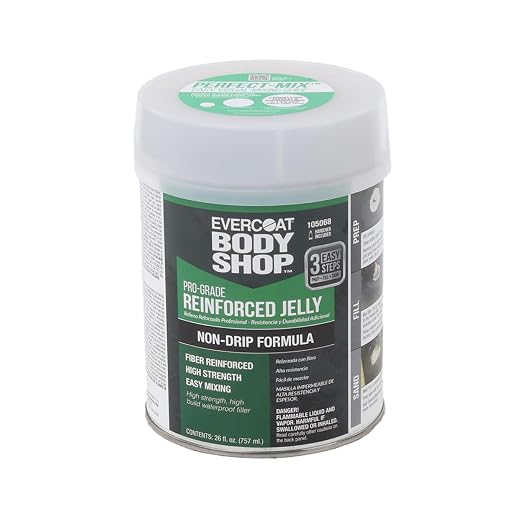 Evercoat Body Shop 105068 Pro-Grade Reinforced Jelly, Fast Drying Non-Drip, Multipurpose for Dents in Aluminum, Fiberglass & More, Easy Mix Hardener Included 26 Fl Oz.