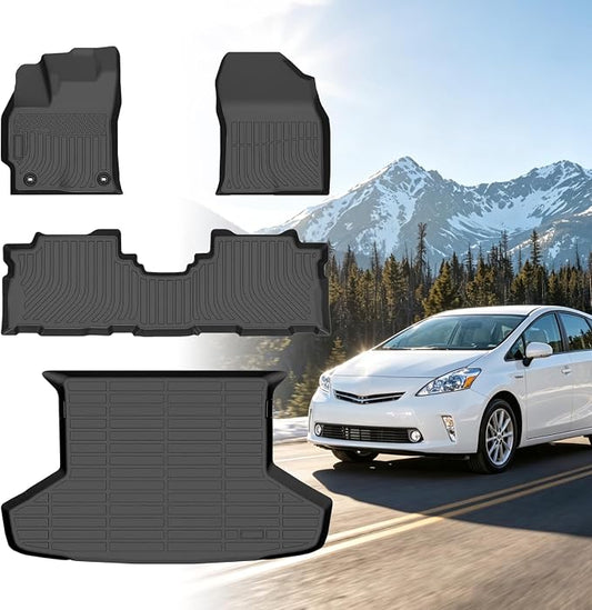 Floor Mats for Toyota Prius V 2012-2018, TPE All Weather Prius V Floor Mats | Non-Slip Waterproof 1st & 2nd Row & Cargo Liner