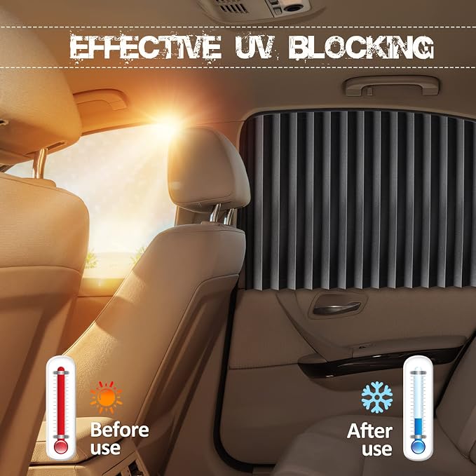 XCBYT Magnetic Car Privacy Curtains, Sun UV Protection, 2 Pack | Blocks the sun to provide complete privacy. Ideal for car camping, breastfeeding, taking naps during lunch breaks