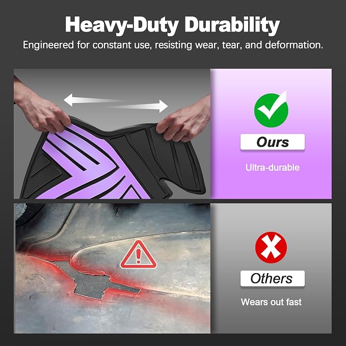 Rubber Floor Mats for Honda Civic Sedan 2012-2015 (Not for Coupe) | All Weather Heavy Duty Car Mats Fit for Civic, 1st & 2nd Row, Black & Purple