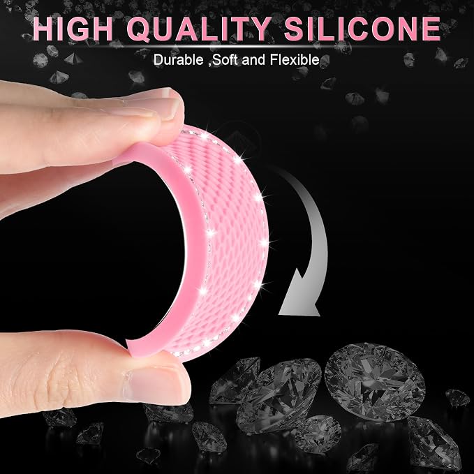 JUSTTOP Bling Cup Holder Coasters for Car,4PCS Universal Non-Slip Cup Holder,Rhinestone Decorative Coasters,Crystal Car Interior Accessories for Women(Pink)