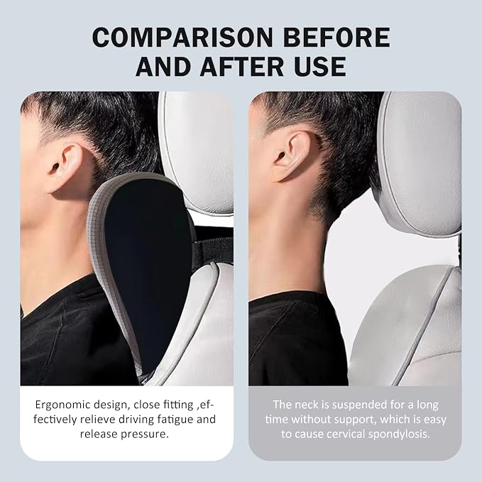 Car Headrest Pillow - Ultra Soft Neck Support for Driving, Adjustable Strap | 100% Memory Foam Car Pillow, Breathable Removable Cover & Ergonomic Design - Universal Car Neck Pillow(Moonlight-Silver, 1PC)
