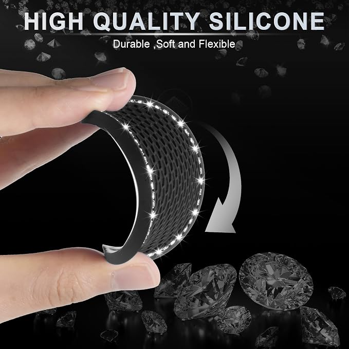 JUSTTOP Car Cup Holder Coaster, Insert 2 Pack Universal Auto Anti Slip, Bling Crystal Rhinestone Car Interior Accessories-Black