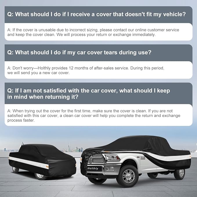 10 Layers Truck Cover Waterproof All Weather Custom Fit Dodge Ram 2500 3500(2009-2026) Crew/Quad Cab Short Bed, Outdoor Full Exterior Pickup Car Cover Sun Rain Snow Ice Protection. Black
