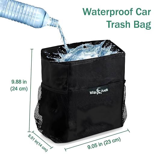Big Ant Car Trash Can with Odor-Trapping Lid & 100% Leakproof Liner, Multipurpose Hanging Organizer for SUV & Truck, Keep Vehicles Clean on Family Road Trips