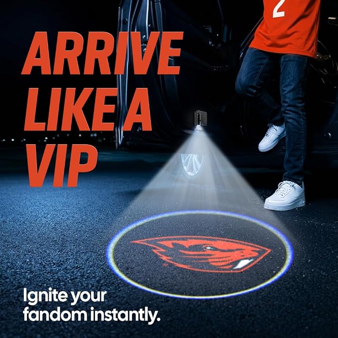 Sporticulture American Football Oregon State Beavers Car Door Lights Logo Shadow Display - Officially Licensed NCAA Car Accessories - Show Your Team Pride - Battery Powered, Universal Fit