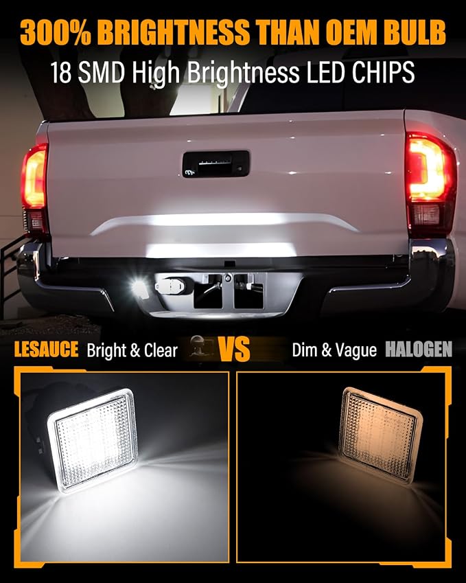 LESAUCE LED License Plate Light for Tacoma 2016-2022 & Tundra 2014-2021 Pickup6000K White, Tag Lamp Assembly Replacement, Pack of 2