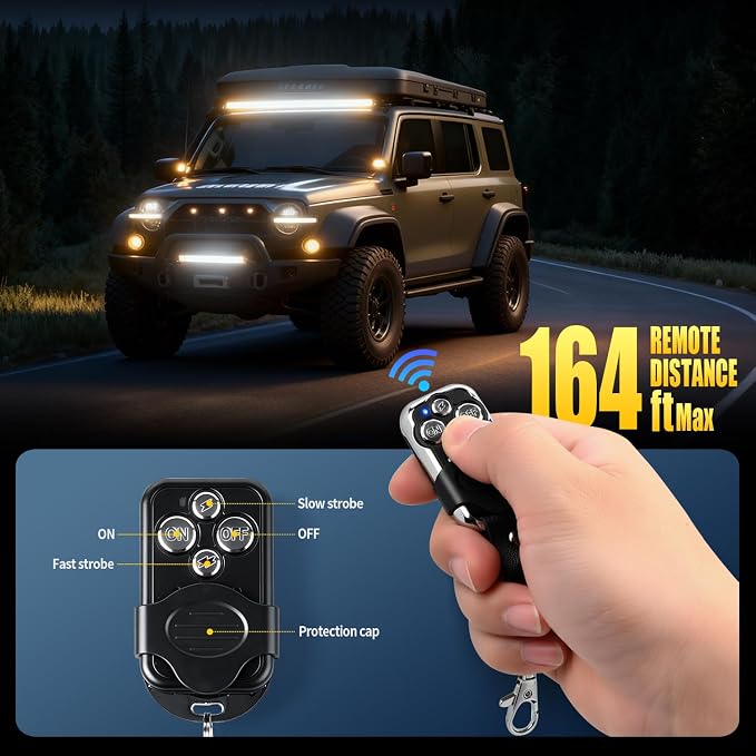JHE 150W LED Light Bar Wiring Harness Kits,Wireless Remote Control Wiring Harness Kit for LED Light Bar/Fog Light/Pod Light/Work Light,16AWG,2KEYS
