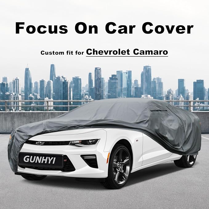 GUNHYI Premium Car Cover Custom Fit Chevrolet Chevy Camaro (2010-2026), 16 Layers Heavy Duty Car Cover Waterproof All Weather with Zipper Door for Sun Rain Snow Dust Uv Protection