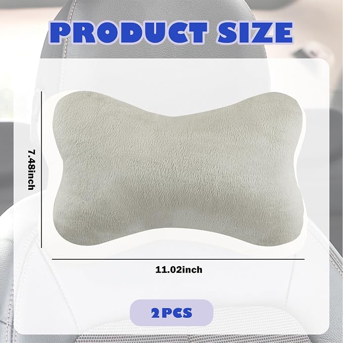 2PCS Car Headrest Pillow,Soft & Comfortable Car Neck Pillow for Driving Fatigue Relieve,All-Season Universal Cars Head Rest Pillows Automotive Interlor Accessorles for Cars (Gray/2PCS)
