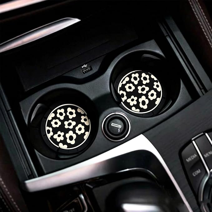 2Pcs 2.75 Inch Flower Car Cup Holder Coaster Insert Tough Auto Flower Car Accessories
